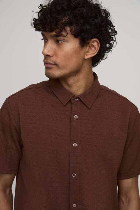 Short Sleeve Jersey Herringbone Shirt And Short Set - Image 2