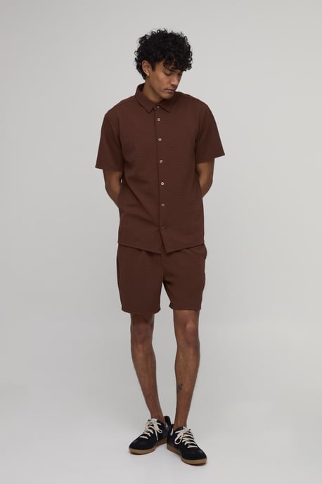 Short Sleeve Jersey Herringbone Shirt And Short Set - Image 4