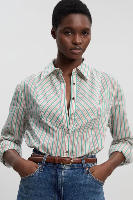 Poplin Stripe BIb Woven Shirt - Image 1