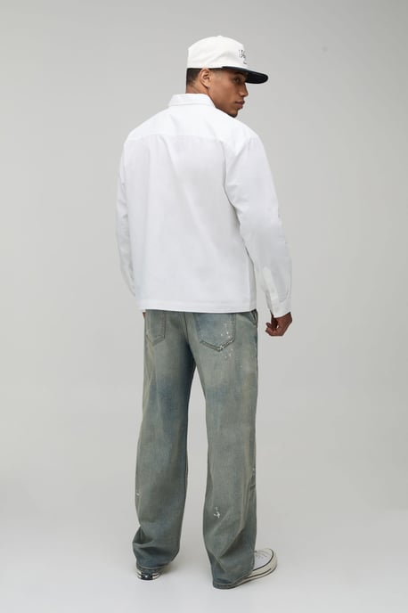 Oversized Drop Pocket Poplin Shirt - Image 2