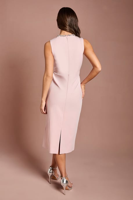 Sleeveless Crepe Midi Dress With Diamante Bow Detail - Image 3