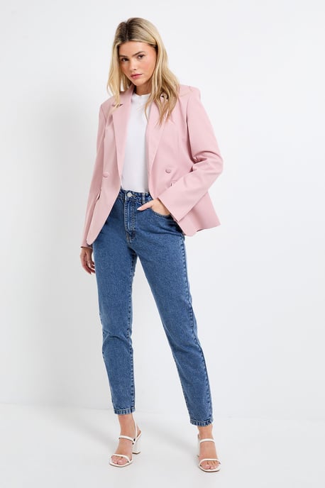 Double Breasted Asymmetric Hem Blazer - Image 4