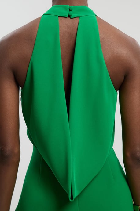 Petite Soft Tailored Halter Neck Open Back Maxi Dress - Image 3
