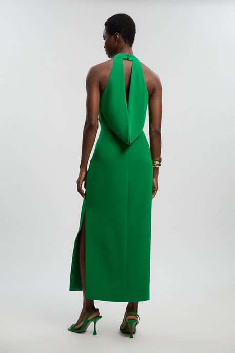 Petite Soft Tailored Halter Neck Open Back Maxi Dress - Image 4