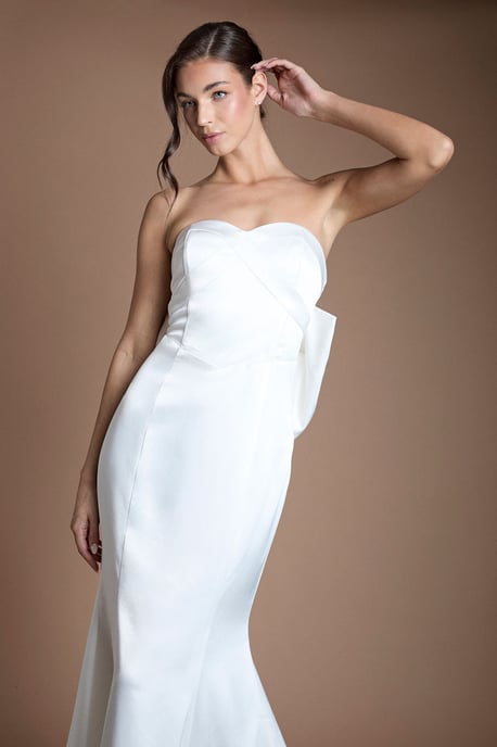 Dramatic Bow Ponte Fishtail Wedding Dress - Image 2