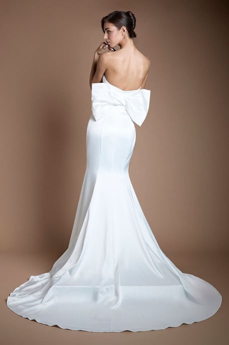 Dramatic Bow Ponte Fishtail Wedding Dress - Image 3