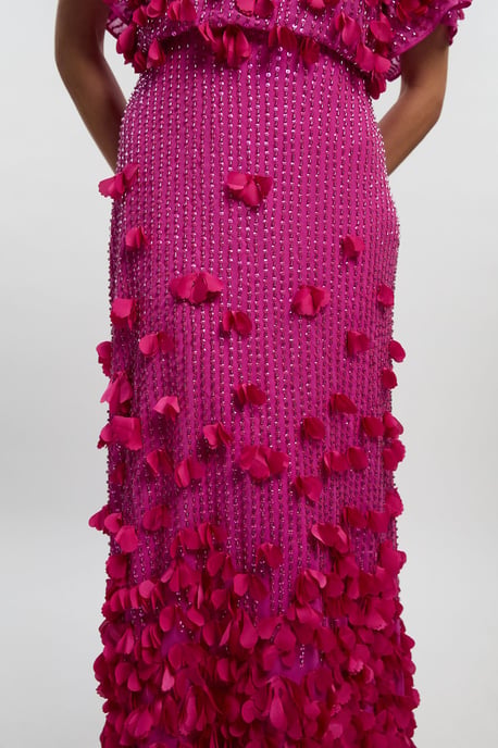 Crystal Applique Angel Sleeve Woven Maxi Dress - Image 3