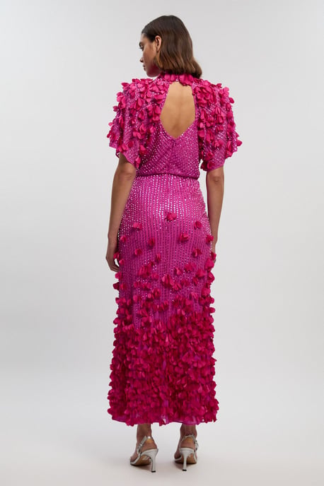 Crystal Applique Angel Sleeve Woven Maxi Dress - Image 4
