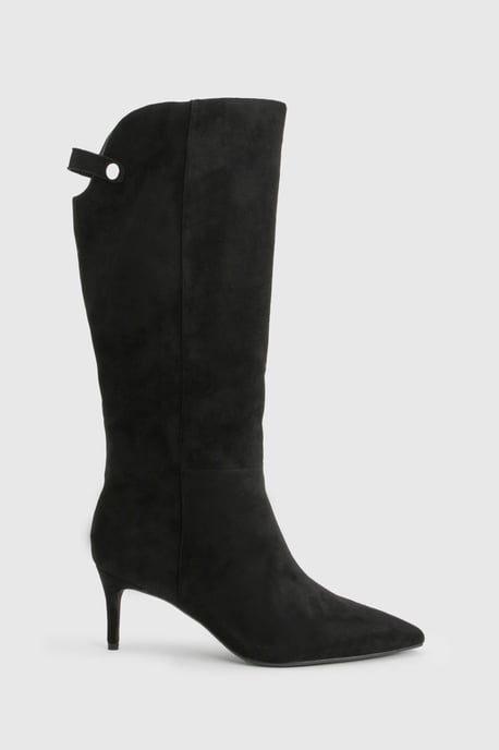 Wide Fit Curved Faux Suede Stiletto Boots - Image 3