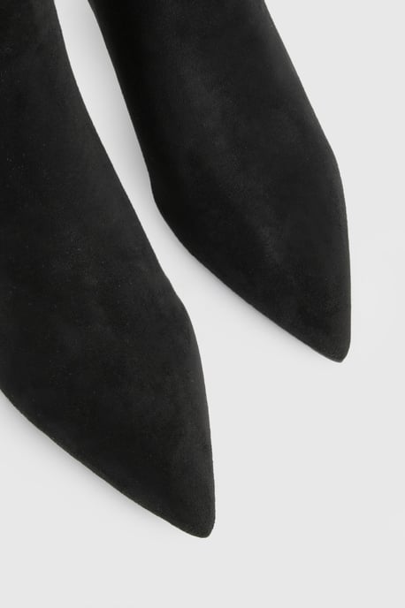 Wide Fit Curved Faux Suede Stiletto Boots - Image 5
