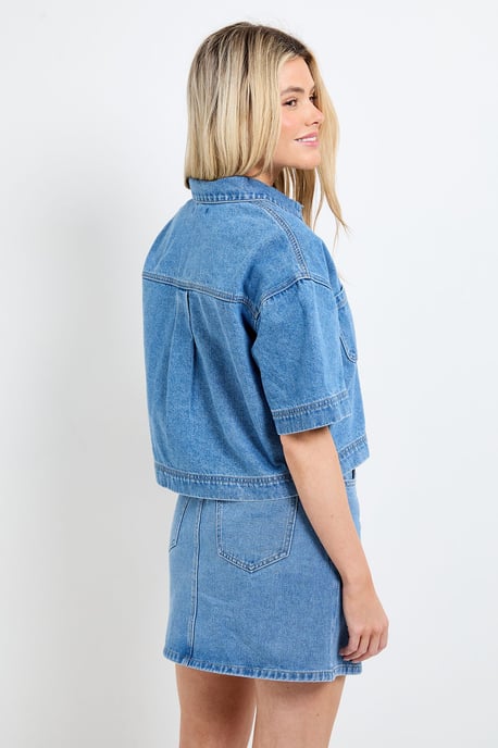 Boxy Cropped Denim Jacket - Image 2