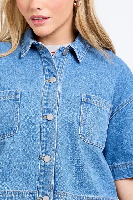 Boxy Cropped Denim Jacket - Image 4