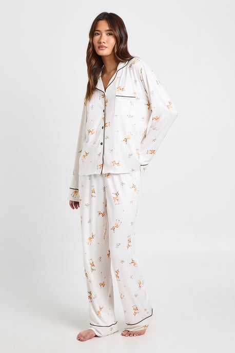 Easter Deer Print Long Sleeve Shirt & Trouser Pyjama Set - Image 1