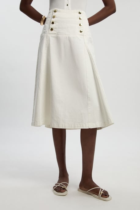 Denim Button Front Skirt - Image 2
