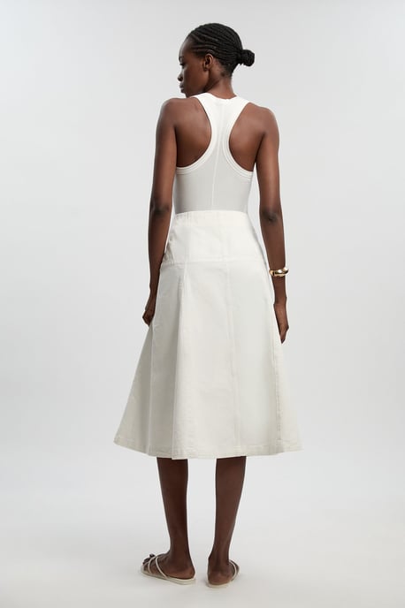 Denim Button Front Skirt - Image 4
