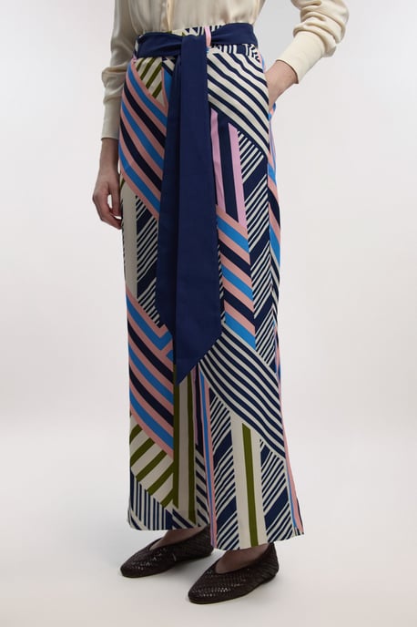 Geo Print Twill Woven Wide Leg Trouser - Image 2