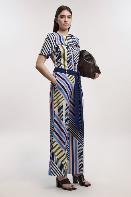 Petite Geo Print Twill Woven Wide Leg Trouser - Image 4