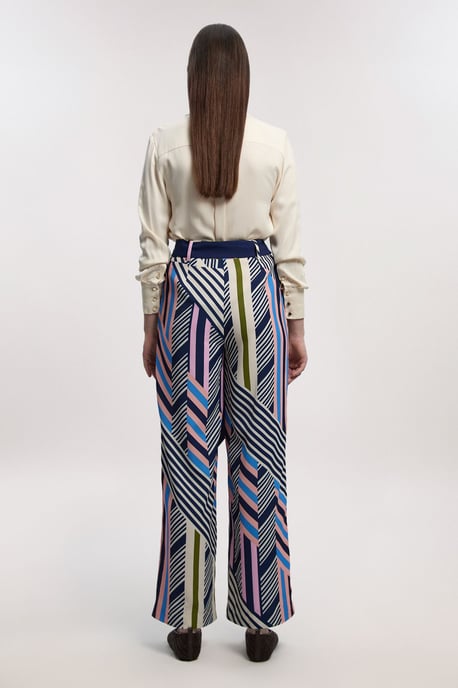 Petite Geo Print Twill Woven Wide Leg Trouser - Image 5