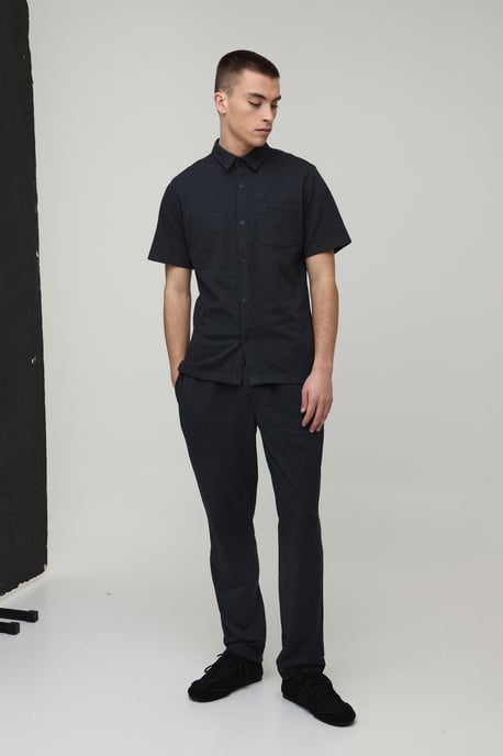 Slim Fit Short Sleeve Shirt and Tapered Trouser Set - Image 4