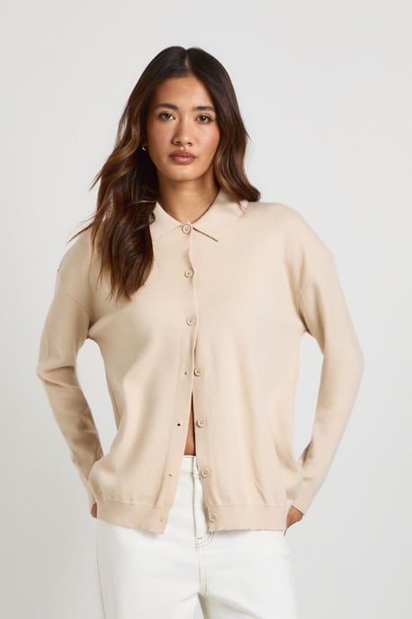 Knitted Button Down Collared Cardigan - Image 4