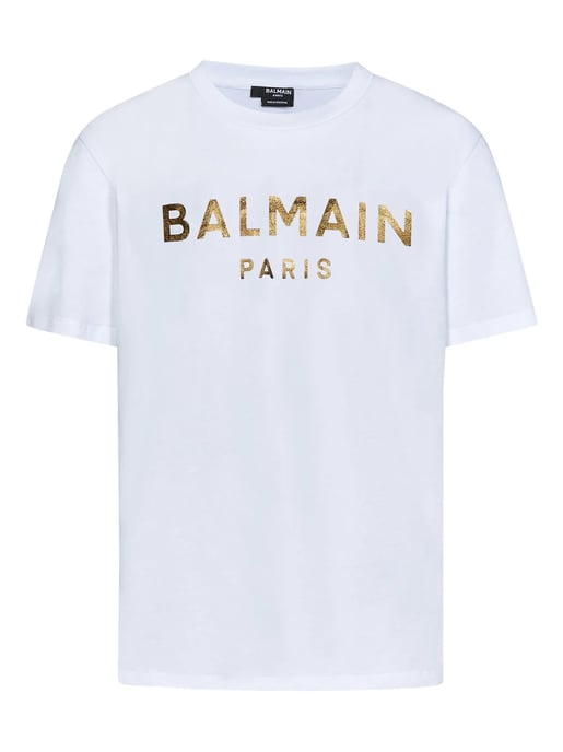 Gold Logo Printed T-Shirt in White - Image 1