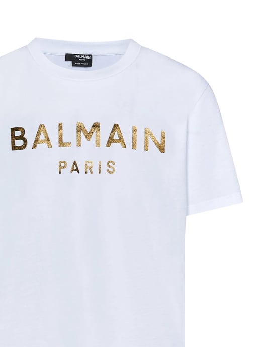 Gold Logo Printed T-Shirt in White - Image 3