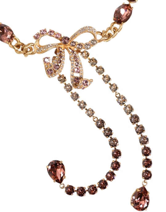 Crystal Embellished Necklace Bow Pendant - Image 3
