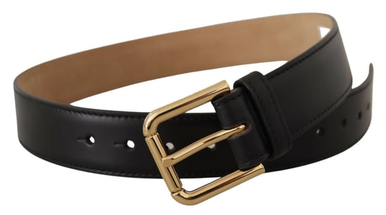 Leather Belt Black Gold Buckle - Image 2