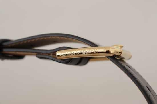 Leather Belt Black Gold Buckle - Image 5