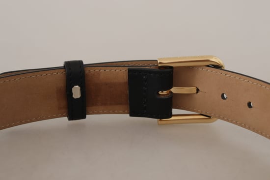 Leather Belt Black Gold Buckle - Image 6