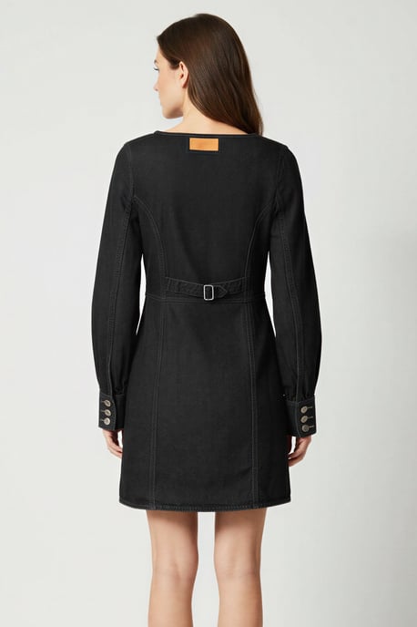 Long Sleeve Denim Mini Dress - Image 3