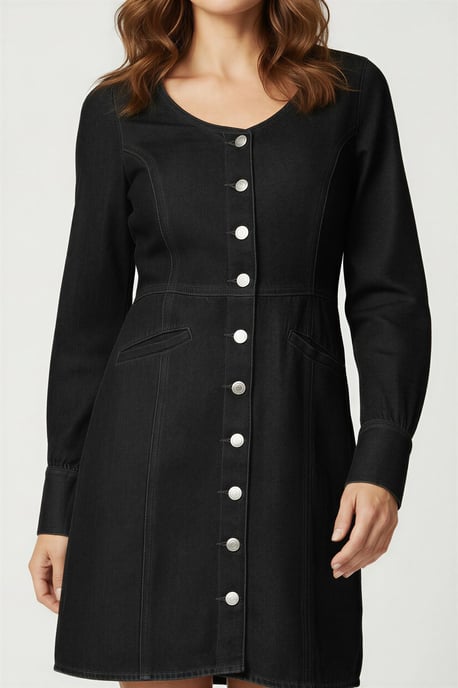 Long Sleeve Denim Mini Dress - Image 4