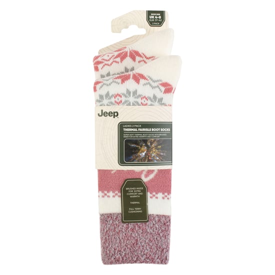 2 Pairs Ladies Thermal Patterned Fairisle Socks Warm Winter Socks - Image 2