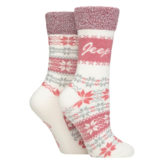 2 Pairs Ladies Thermal Patterned Fairisle Socks Warm Winter Socks - Image 3