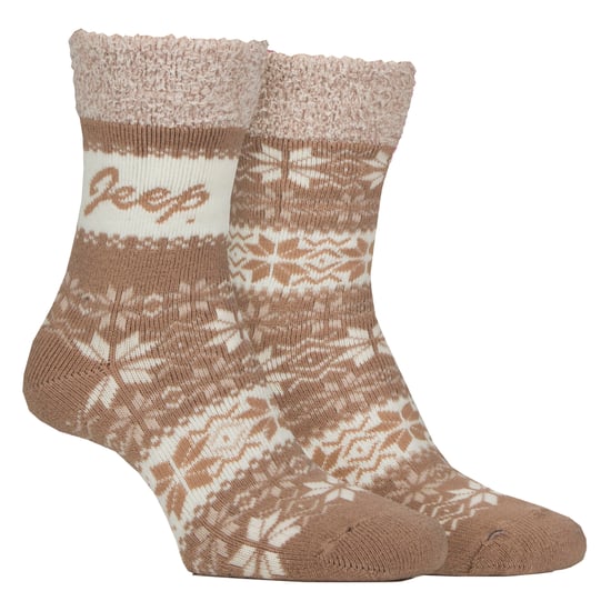 2 Pairs Ladies Thermal Patterned Fairisle Socks Warm Winter Socks - Image 1