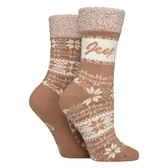 2 Pairs Ladies Thermal Patterned Fairisle Socks Warm Winter Socks - Image 3