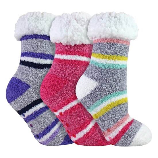 3 Pairs Ladies Soft Fluffy Lounge Socks | Warm Cosy Home Slipper Socks - Image 3
