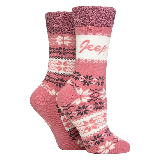 2 Pairs Ladies Thermal Patterned Fairisle Socks Warm Winter Socks - Image 3