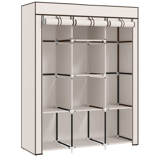 4goodz Stoffen kledingkast met stof opvouwbaar 125x43x162,5 cm creme - Image 1