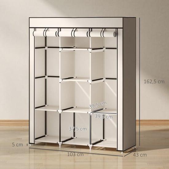 4goodz Stoffen kledingkast met stof opvouwbaar 125x43x162,5 cm creme - Image 2