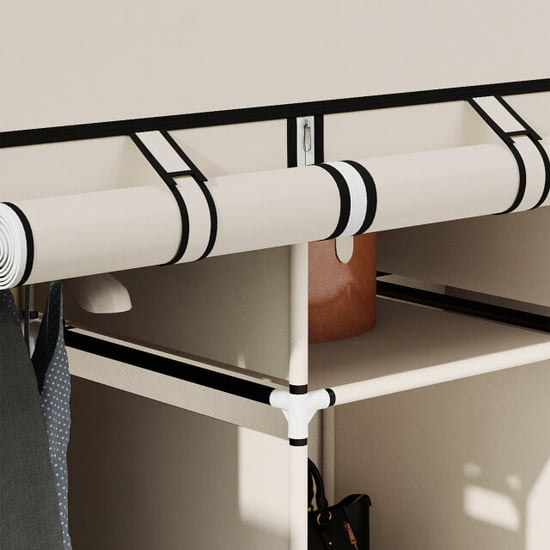 4goodz Stoffen kledingkast met stof opvouwbaar 125x43x162,5 cm creme - Image 4