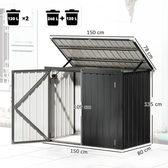 4goodz Gegalvaniseerd stalen containerombouw afvalbak kliko ombouw voor 2 - Image 3