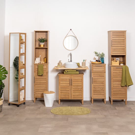 4bathroomz Bozen badkamerkast hoog kolomkast in houtlook - - Image 4