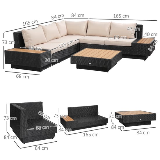 4goodz Loungeset luxe tuinset met bijzettafels pe rotan /creme - Image 3