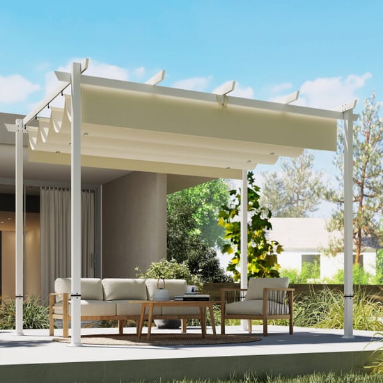 4goodz Pergola met harmonica zonwering metaal doek uv- en waterafstotend - - Image 2