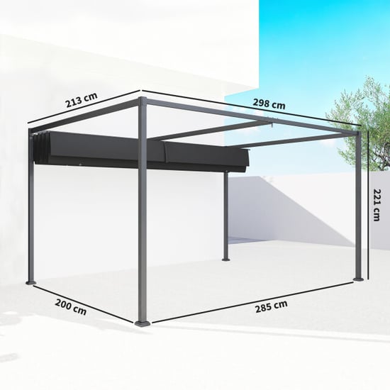4goodz Pergola met harmonica zonwering metaal doek uv- en waterafstotend - - Image 3