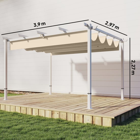4goodz Pergola met harmonica zonwering metaal doek uv- en waterafstotend - - Image 3