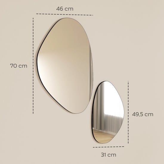 4goodz 2 stuks muurspiegel kiezel a-symetrisch spiegel met metalen frame - Image 3