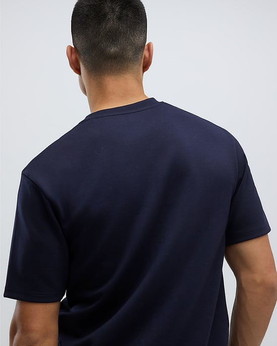 River Island Mens T-Shirt Navy Slim Fit Long Sleeve - Image 3