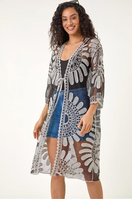 Floral Crochet Lace Kimono - Image 1